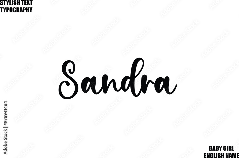 Baby Girl Name Stylish Cursive Text Typography Sandra Stock Vector ...