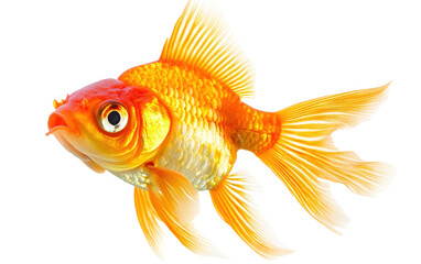 Gold fish in a fish bowl on transparent background, png	