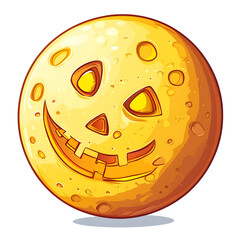 Cute Smiling Halloween Jack o Lantern Full Moon Cartoon Character on Isolated White Background