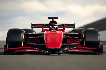 Red race car on track during bright daytime chase near the speedway