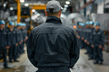 Canvas Print - Image of worker in modern company industrial area business enterprise generative AI