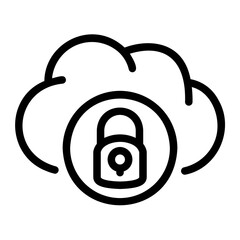 Wall Mural - cloud security Line Icon