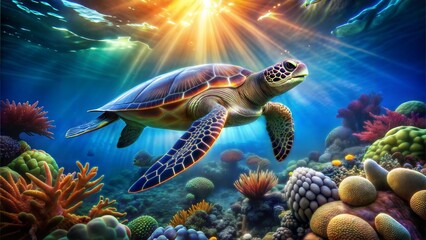 a sea turtle animal nature beautiful background