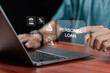 © Pakin - Online personal loan and financial concept. Businessman using laptop with loan icon for financial loan agreement, Personal or business loans through online services between lenders and borrowers.