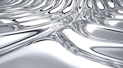 Abstract Silver Liquid Metal Waves Texture Background