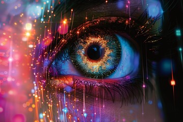 Eyes of the digital future abstract