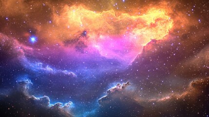 Canvas Print - Cosmic Nebula with Stars and Dust Clouds