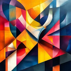 Wall Mural - Abstract Geometric Artwork with Vivid Colors and Shapes