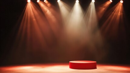 Poster - Red Podium Stage Spotlight Dramatic Lighting Presentation