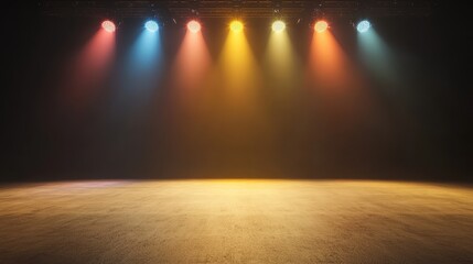 Canvas Print - Stage Lights Background  Spotlights  Colorful Beams  Dark Room  Empty Stage  Concert  Event  Theater  Performance  Lighting  Design