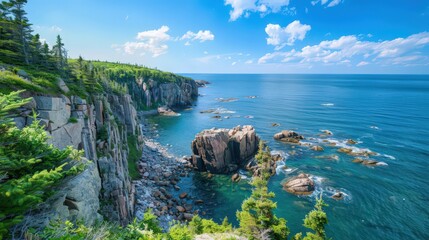 Canvas Print - Acadia National Park's beautiful coastline along the Park Loop Road, with its rugged cliffs and serene beaches, offers a diverse