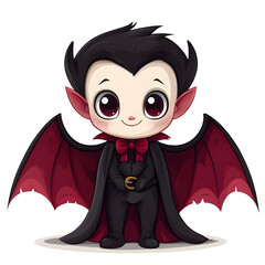 Cute Cartoon Vampire Monster with Bat Wings and Fangs in Halloween Theme