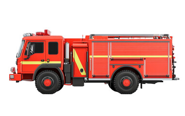 Fire Rescue Truck on transparent background, png	