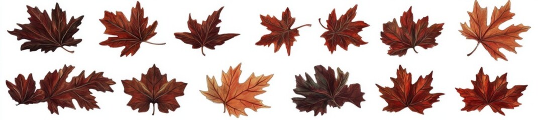 Watercolor illustration of autumn foliage on a white background