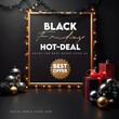© safu10190 - Black friday november event sale discount offer promotion shopping advertisement advertising gift card gift box special discount price flier paper shop business gold present black friday background