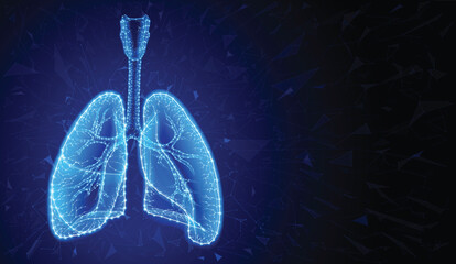 illustration of two human lungs in a modern style using geometric shapes connected to form the shape