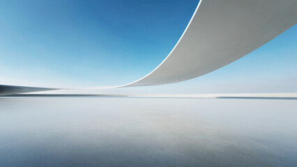 Wall Mural - 3d render of abstract curve structure futuristic architecture with empty concrete floor