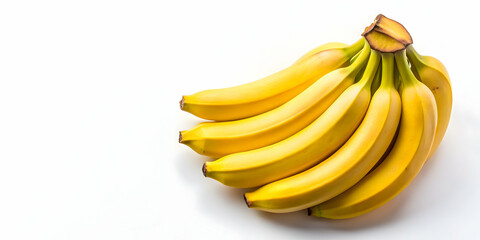 Fresh yellow bananas on a clean white background , bananas, fruit, yellow, healthy, organic, tropical, food, snacks, ripe, vibrant