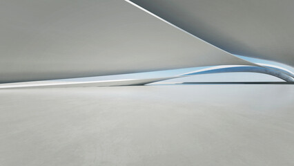 Wall Mural - 3d render of abstract curve structure futuristic architecture with empty concrete floor