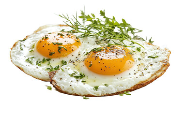 Delicious sunny side up eggs on transparent background, png	