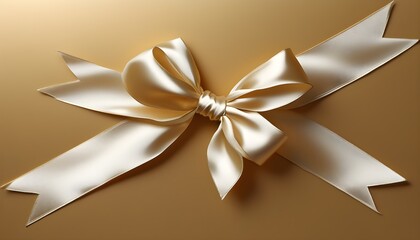 Wall Mural - Elegant ribbon bow against a shimmering golden backdrop