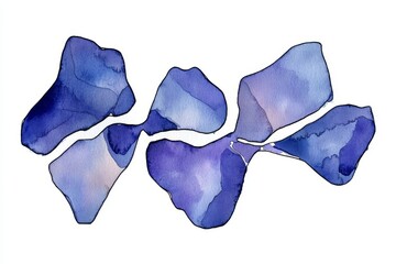 An isolated watercolor blue stain drawn by hand on a white background.