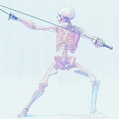 Canvas Print - A Skeleton Fencing with a Foil.