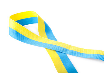 Sticker - Ribbon in colors of Ukrainian national flag isolated on white