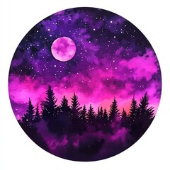 Wall Mural - an illustration of the moon at a starry night, a galaxy with stars, and an illustration of the unive