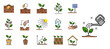 © Vector Tradition - Plant sprout line icons, soil with seed, sprig and green leaves, agriculture, horticulture and agronomy. Plant and tree growing vector outline signs of garden soil, sprouts, seedlings and saplings