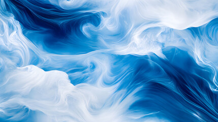 Wall Mural - cool blue and white abstract waves create a serene and fluid background with a sense of motion and t
