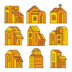 Wall Mural - building icons set vector illustration