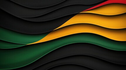 Sticker - Abstract Wavy Black  Red  Yellow  Green Flag Background