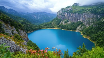 Wall Mural - Serene Mountain Lake Landscape