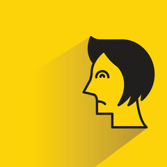 Poster - woman face icon with shadow on yellow background