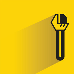 Wall Mural - wrench tool icon with shadow on yellow background