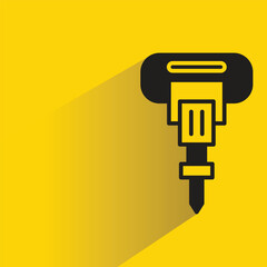 Sticker - electric drill icon with shadow on yellow background