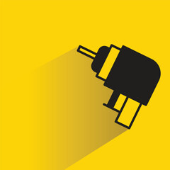 Sticker - electric drill icon with shadow on yellow background