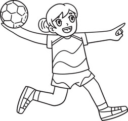 Sticker - Female Handball Player Ready to Pass Ball Isolated