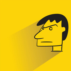 Wall Mural - man character with shadow on yellow background