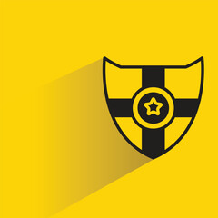 Wall Mural - shield icon with shadow on yellow background