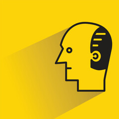 Poster - bald man icon with shadow on yellow background