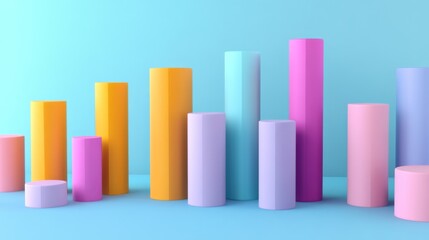 Leinwandbilder - A 3D bar graph with multi-colored bars representing different categories, with clear labels and a modern design, set against a simple, clean background.