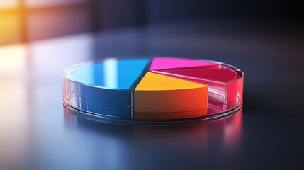 Leinwandbilder - A 3D pie chart with transparent slices and a floating effect, highlighting different data categories with a sleek, contemporary design.