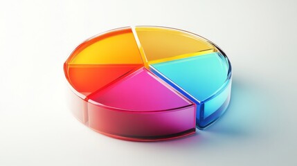 Leinwandbilder - A 3D pie chart with transparent slices and a floating effect, highlighting different data categories with a sleek, contemporary design.