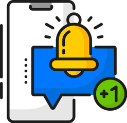 Leinwandbilder - Mobile system new software update color thin line icon. Smartphone app update, phone driver software download or app maintenance thin line vector symbol with mobile message cloud and notification bell