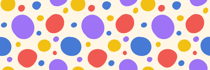 Wall Mural - colorful seamless pattern of hand drawn, simple and freehand spots and circles, vector background wa
