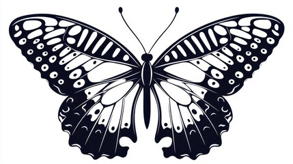 Canvas Print - Black and White Butterfly Illustration    Nature Design Element