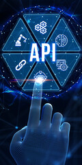 API - Application Programming Interface. Software development tool. Business, modern technology, internet and networking concept. 3d illustration