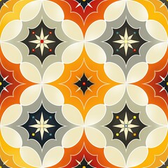 Wall Mural - Energetic orange star pattern with flowing lines, ideal for creative projects and decorative prints.